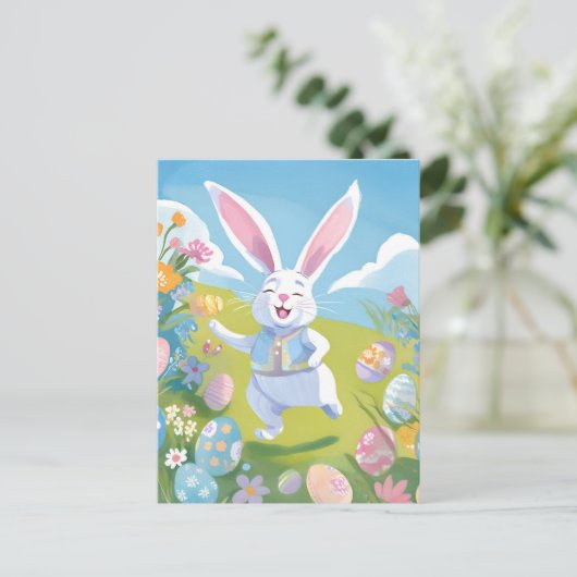 イースターバニー | キュートイースターパステルワイルドフラワー シーズンポストカード (スタンド正面)