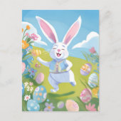 イースターバニー | キュートイースターパステルワイルドフラワー シーズンポストカード (正面)