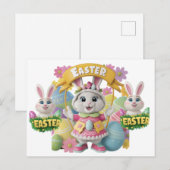 イースターバニー グラフィック インビテーション カード (正面/裏面)