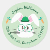 イースターバニー　グリーン　差出人住所シール ラウンドシール (正面)