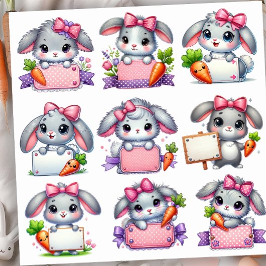 イースターバニー サイン ホルダー セット 2 シール