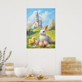 イースターバニー&シック絵を描カワイズ ポスター (キッチン)