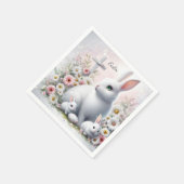 イースターバニー、デイジーとクロス スタンダードカクテルナプキン (角)