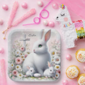 イースターバニー、デイジーとクロス ペーパープレート (パーティー)