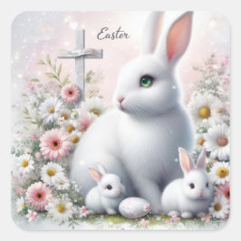 イースターバニー、デイジー、クロス スクエアシール