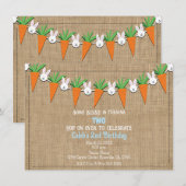 イースターバニー & ニンジン ガーランド バースデーパーティー 招待状 (正面/裏面)
