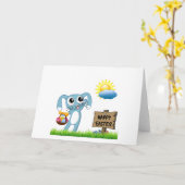 イースターバニー「ハッピーイースター」 カード (黄色い花)