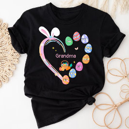 イースターバニー ハート イースターエッグ おばあちゃん 家族 名前 Tシャツ