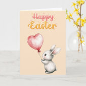 イースターバニー ハート カード (黄色い花)