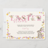 イースターバニー&バタフライ優美なフローラブランチ 招待状 (正面)