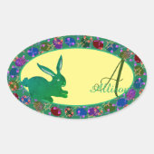 イースターバニー&バラエッグズモノグラムステッカー 楕円形シール (正面)