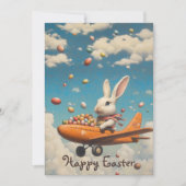 イースターバニー パイロット飛行機 招待状 (正面)