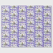 イースターバニー パープルの花 水彩 ラッピングペーパー (フラット)
