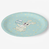 イースターバニー&フラワーパターン付きライトブルー ペーパープレート (アングル)