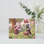 イースターバニー&フレンズ – 春お祝い シーズンポストカード (スタンド正面)