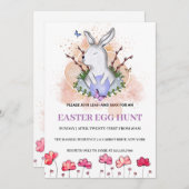 イースターバニー、フローラブランチ卵狩り招待状 招待状 (正面/裏面)