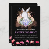イースターバニー、フローラブランチ卵狩り招待状 招待状 (正面/裏面)