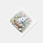 イースターバニー、ベビー、卵、デイジー スタンダードカクテルナプキン (角)