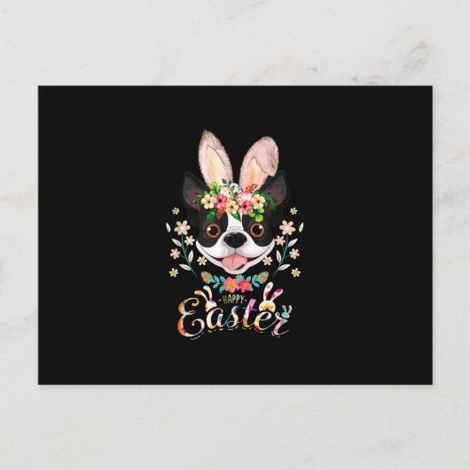 イースターバニー ボストンテリア 愛好家 イースト シーズンポストカード (正面)
