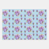 イースターバニー ポピー 花柄 水彩画 ラッピングペーパーシート (正面2)