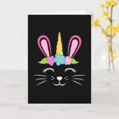 イースターバニー ユニコーン イースターエッグ 卵 面白いギフト カード (黄色い花)