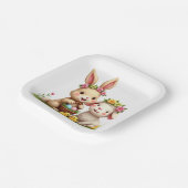 イースターバニー&ラム | チックス&春の花カワイイ ペーパープレート (傾斜あり)