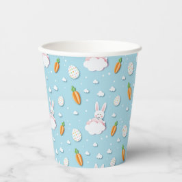 イースターバニー、卵とニンジンのパターン切り取り紙 紙コップ