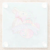 イースターバニー、卵と紙吹雪ID377 ガラスコースター (裏面)