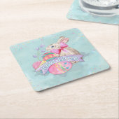 イースターバニー、卵と紙吹雪ID377 スクエアペーパーコースター (アングル)