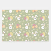 イースターバニー、卵と花パステルカラー ラッピングペーパーシート (正面2)