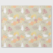 イースターバニー、卵と花パステルカラー ラッピングペーパー (フラット)