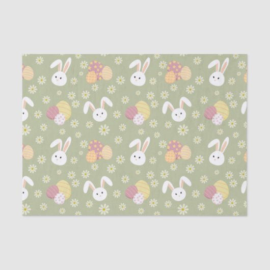 イースターバニー、卵と花パステルカラー 薄葉紙 (正面)