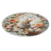 イースターバニー、卵と花 カッティングボード (角)