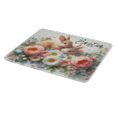 イースターバニー、卵と花 カッティングボード (角)