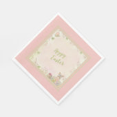 イースターバニー、卵と花 – ホッピー復活祭 スタンダードランチョンナプキン (角)