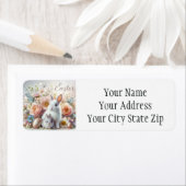 イースターバニー、卵と花 ラベル (インサイチュ)