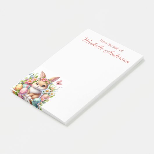 イースターバニー、卵、花と蝶 ポストイット (アングル)