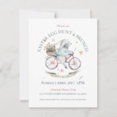 イースターバニー、卵 – hun&イースターブランチ招待状 サンキューカード (正面)