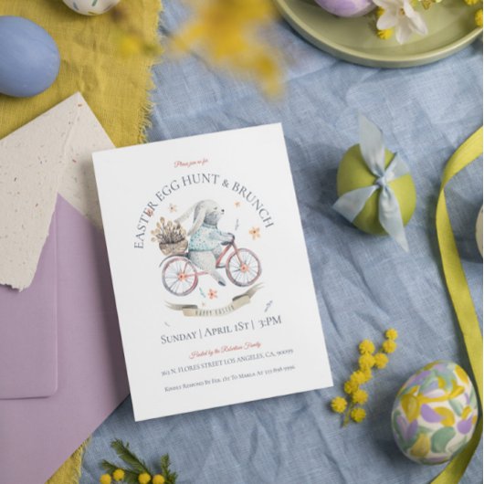イースターバニー、卵 – hun&イースターブランチ招待状 サンキューカード