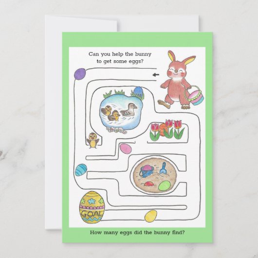 イースターバニー　子供用　迷路&ぬりえ　 シーズンカード (正面)