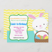 イースターバニー 春のシェブロン子供パーティー招待状 招待状 (正面/裏面)