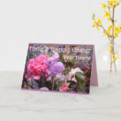 イースターバニー 春の花 紫の花 カード (黄色い花)