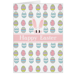 イースターバニー & 白背景のカラフルな飾り卵