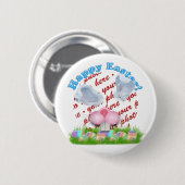 イースターバニー(耳と鼻の調節が可能)フォトフレーム 缶バッジ (正面&裏面)