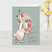 イースターバニー 花を届ける カード (黄色い花)