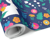 イースターバニー 花 ラッピングペーパー (ロールコーナー)