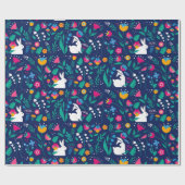 イースターバニー 花 ラッピングペーパー (フラット)