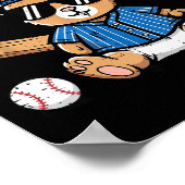 イースターバニー 野球帽 野球バット かわいい ウサギ ポスター (角)