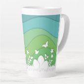 イースターバニー、隠された卵の春自然 カフェラテマグ (右アングル)