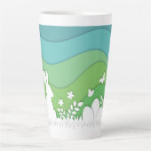 イースターバニー、隠された卵の春自然 カフェラテマグ (正面)